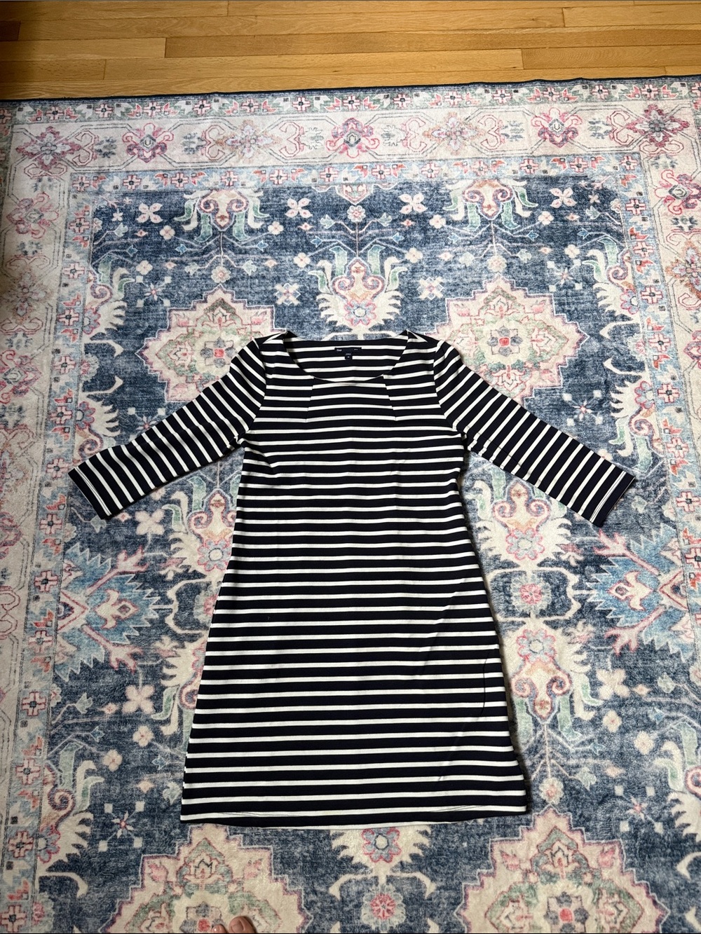 Striped Navy and White Women's Shift Dress